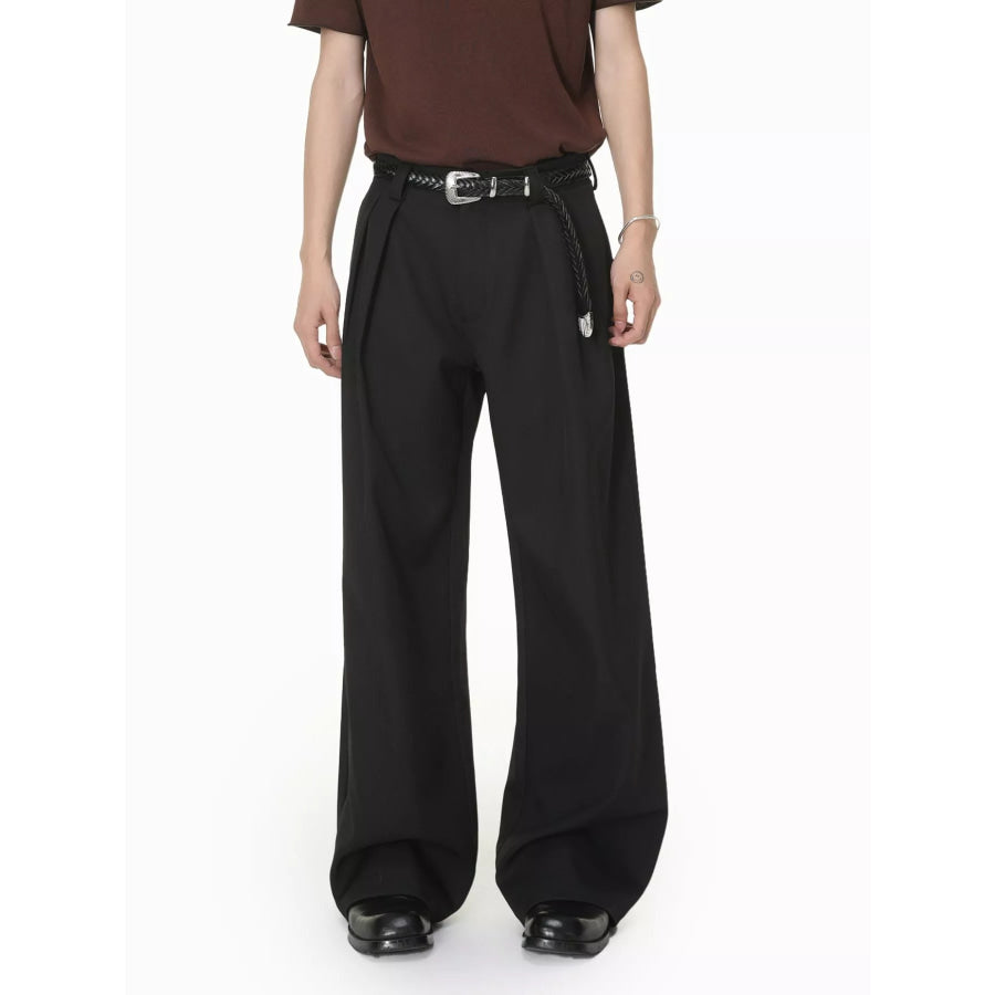 Men’s High-Waisted Wide-Leg Pleated Pants Apparel and Accessories