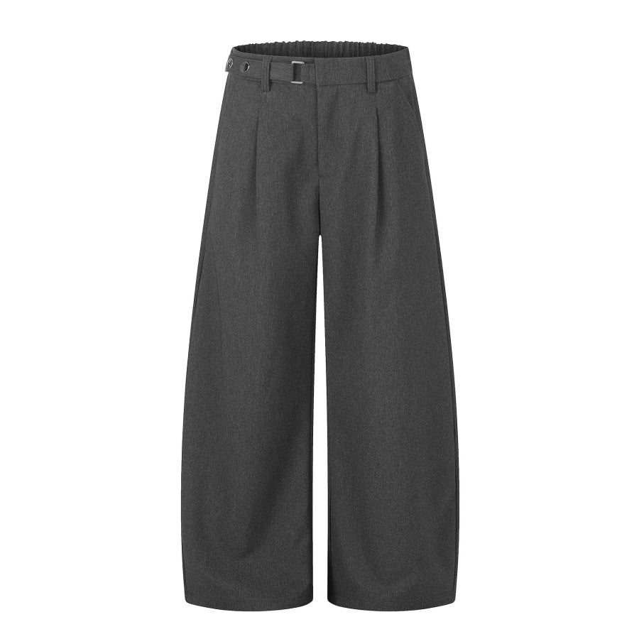 Men’s High-Waisted Wide-Leg Pleated Pants Grey / S Apparel and Accessories