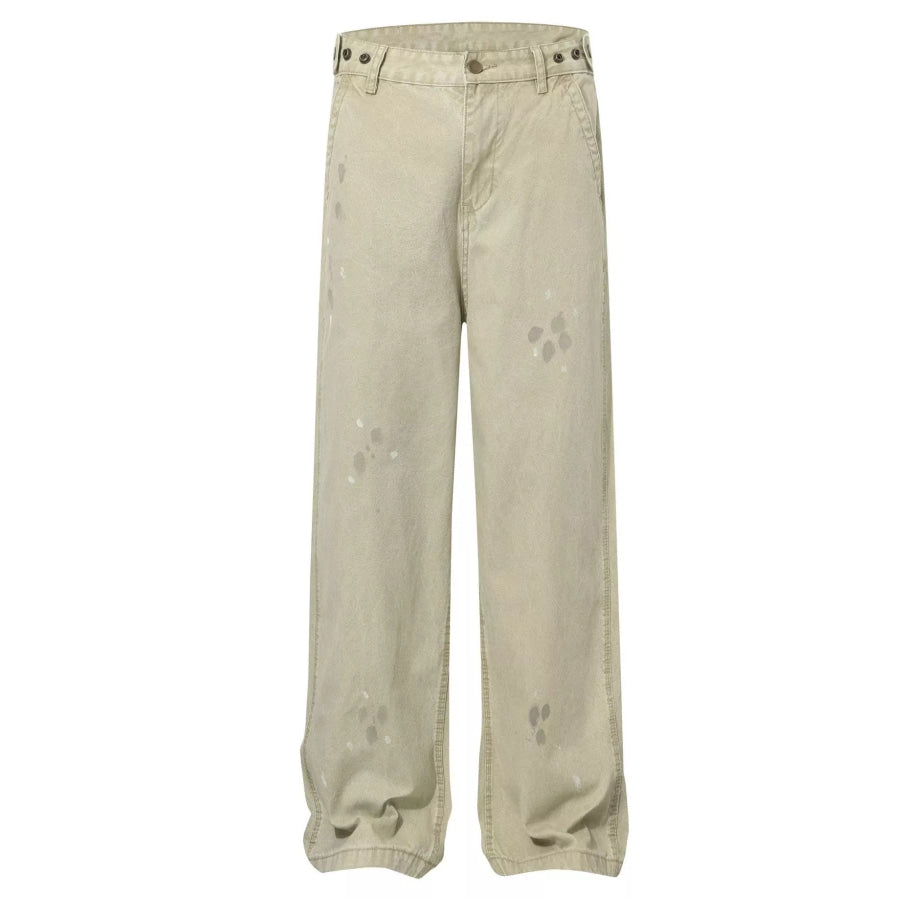 Men’s Ink-Splash Loose Fit Pants Apricot / S Apparel and Accessories