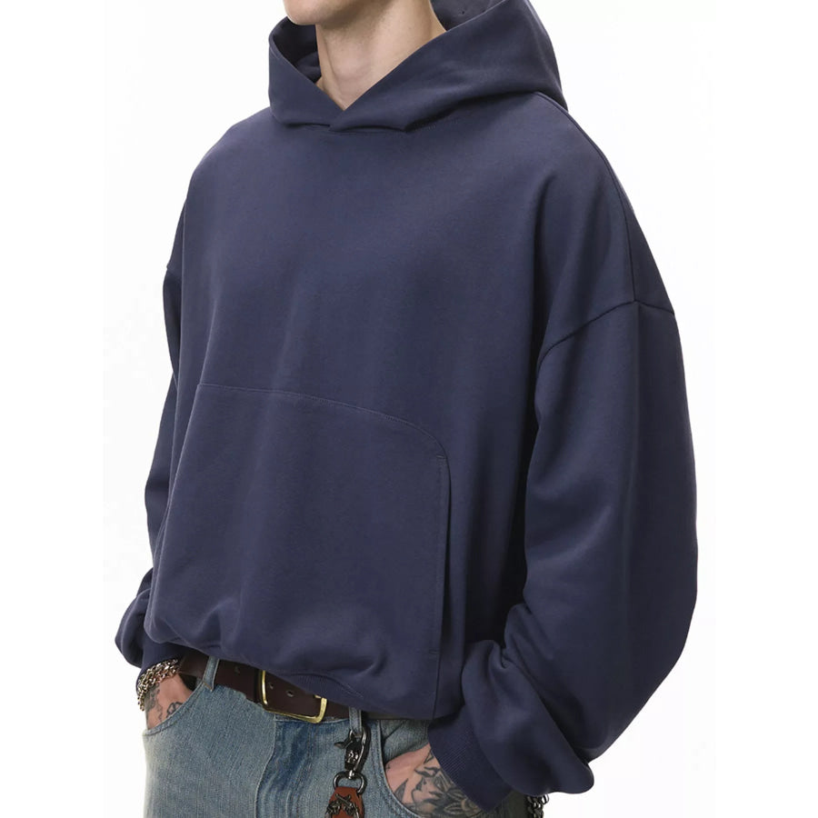 Men’s Kangaroo Pocket Dropped Shoulder Hoodie Dark Navy / S Apparel and Accessories