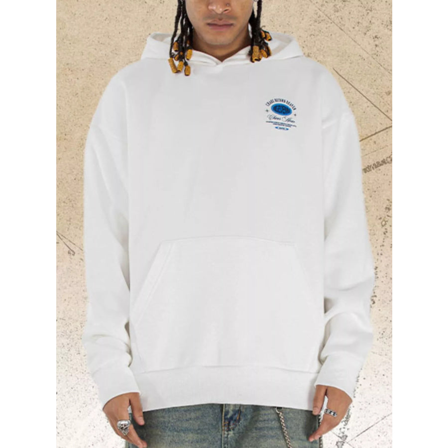 Men’s Kangaroo Pocket Long Sleeve Hoodie White / M Apparel and Accessories