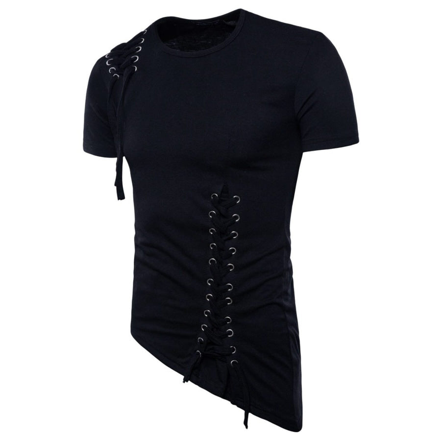 Men’s Lace-Up Asymmetric Hem T-Shirt Apparel and Accessories