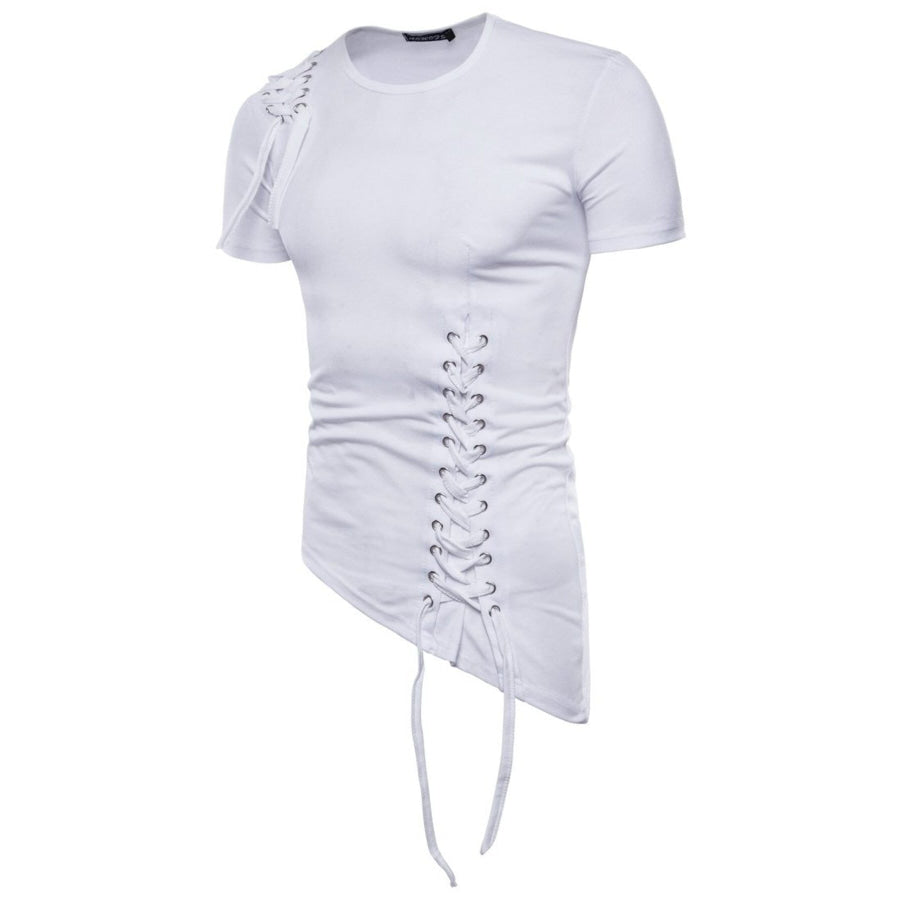 Men’s Lace-Up Asymmetric Hem T-Shirt Apparel and Accessories