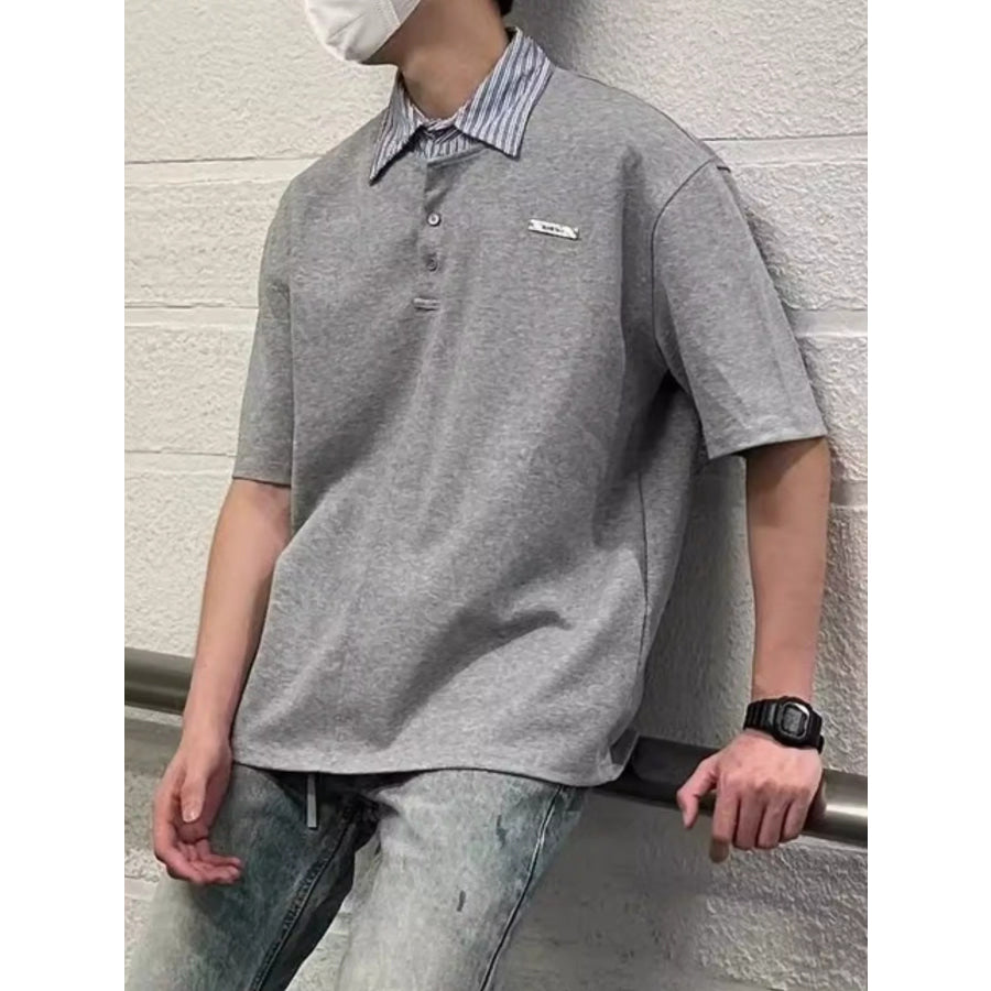 Men’s Layered Striped Collar Short Sleeve Polo Apparel and Accessories