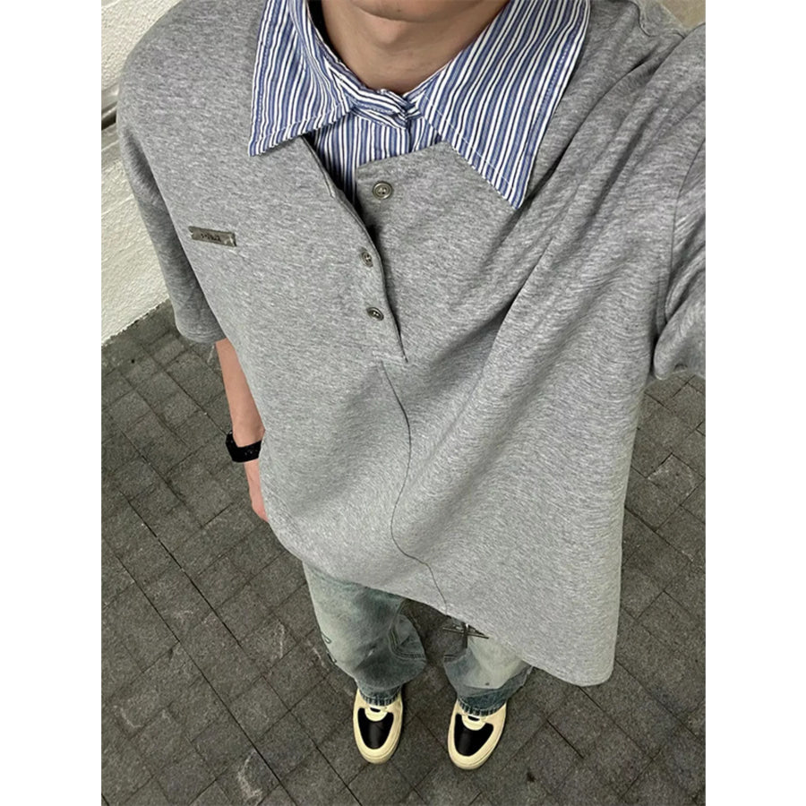 Men’s Layered Striped Collar Short Sleeve Polo Apparel and Accessories