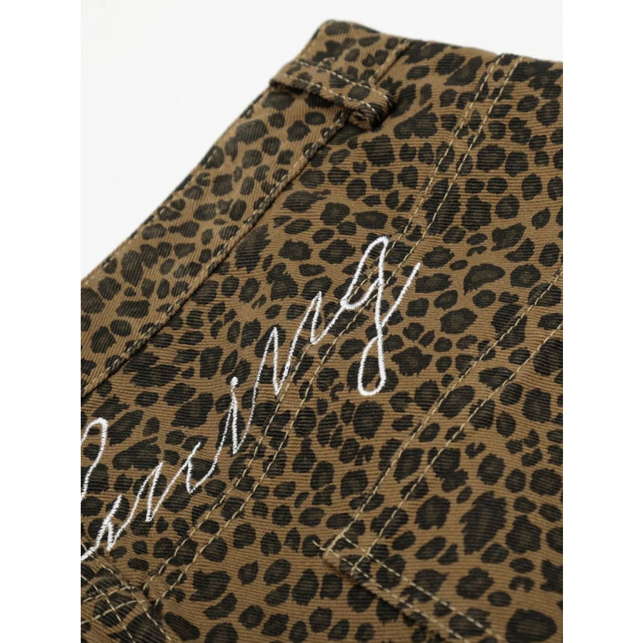 Men’s Leopard Print Wide-Leg Capris Apparel and Accessories