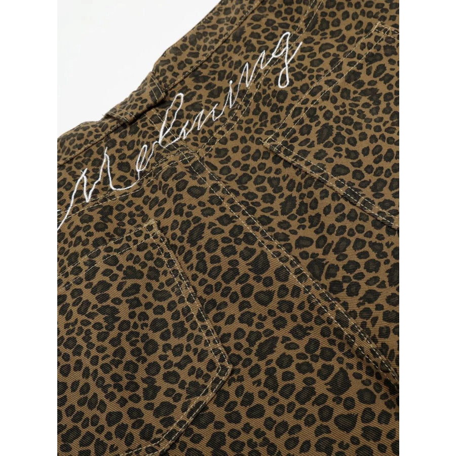 Men’s Leopard Print Wide-Leg Capris Apparel and Accessories