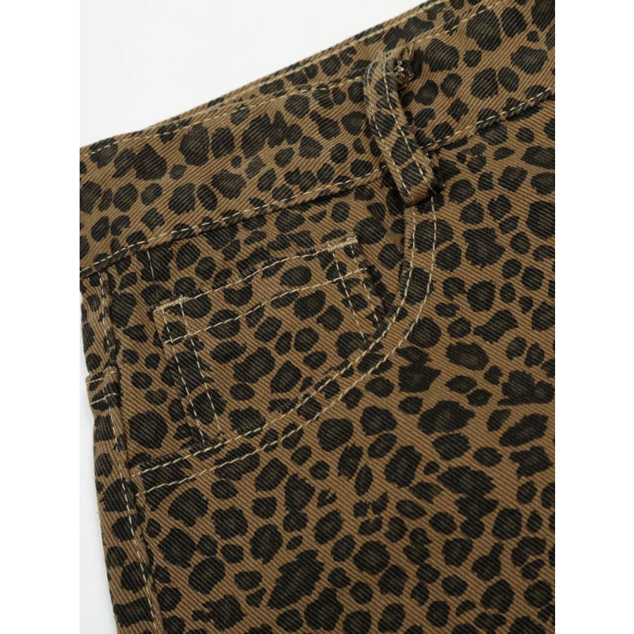 Men’s Leopard Print Wide-Leg Capris Apparel and Accessories