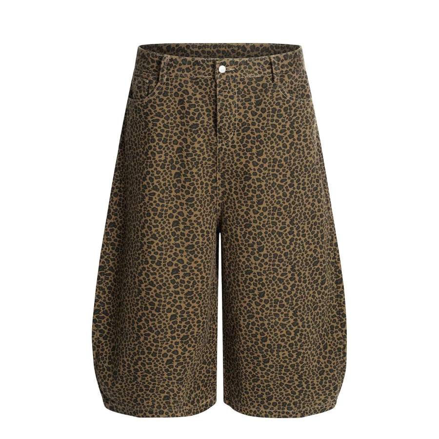Men’s Leopard Print Wide-Leg Capris Apparel and Accessories