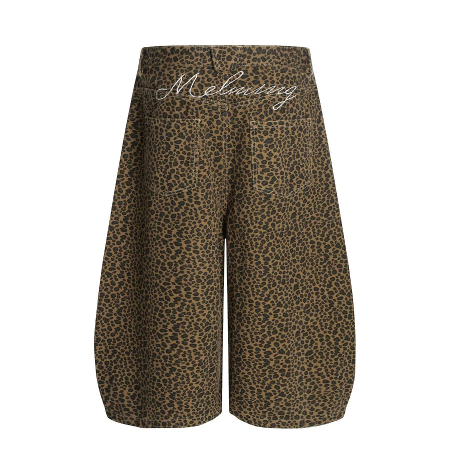 Men’s Leopard Print Wide-Leg Capris Apparel and Accessories