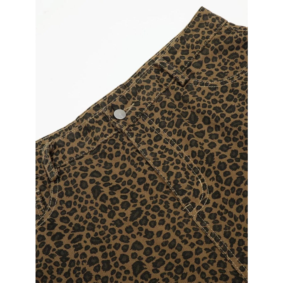 Men’s Leopard Print Wide-Leg Capris Apparel and Accessories