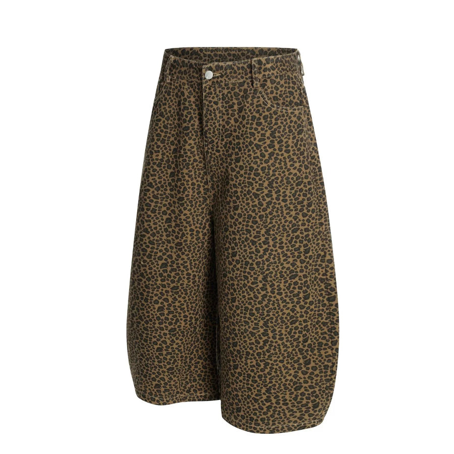 Men’s Leopard Print Wide-Leg Capris Apparel and Accessories