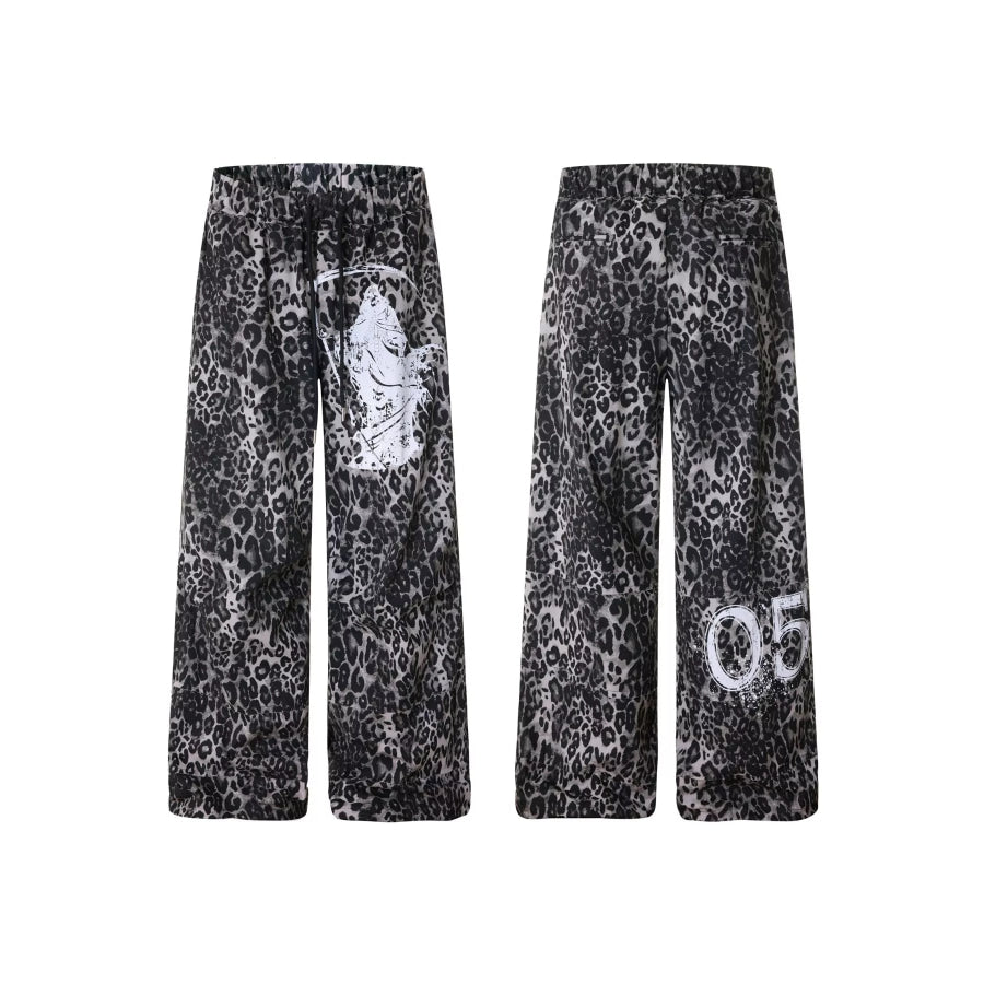 Men’s Leopard Print Wide-Leg Pants Apparel and Accessories