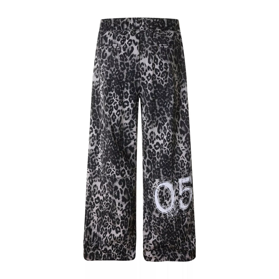 Men’s Leopard Print Wide-Leg Pants Apparel and Accessories