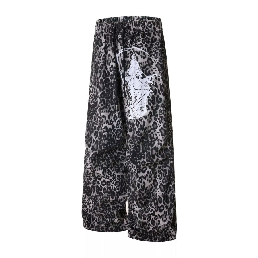 Men’s Leopard Print Wide-Leg Pants Apparel and Accessories