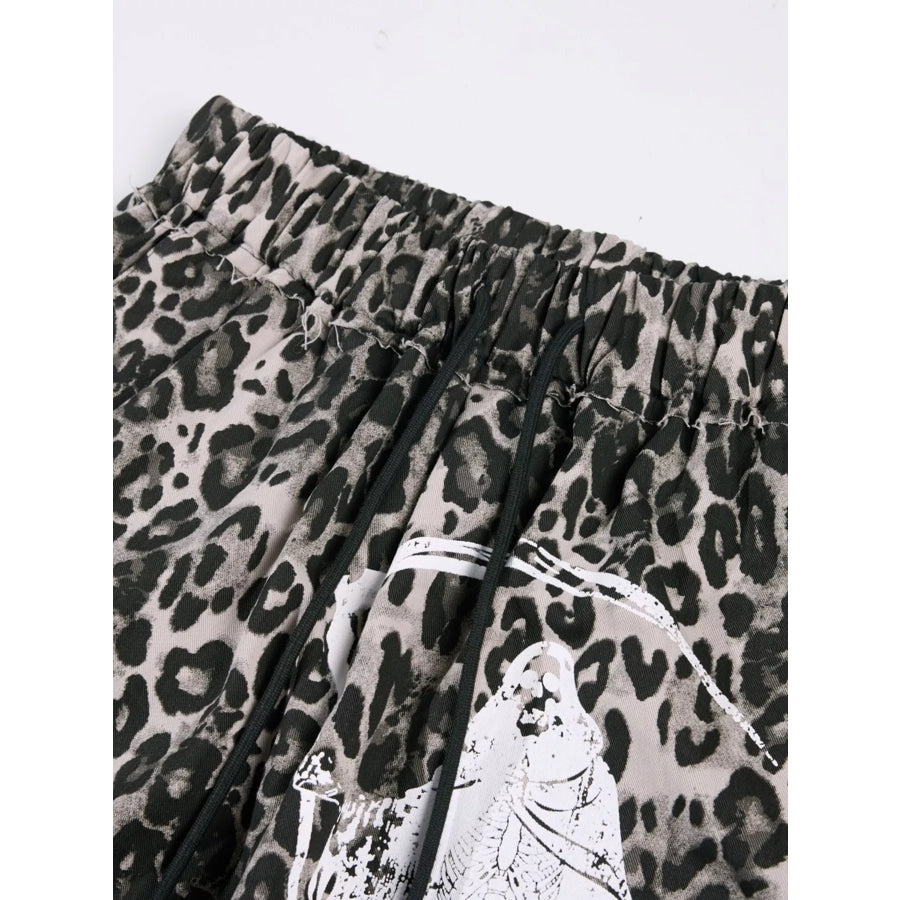 Men’s Leopard Print Wide-Leg Pants Apparel and Accessories