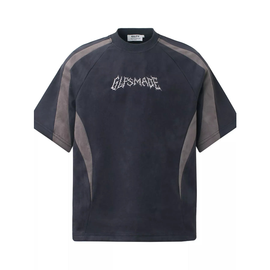 Men’s Letter Embroidered Round Neck T-Shirt Navy Blue / M Apparel and Accessories