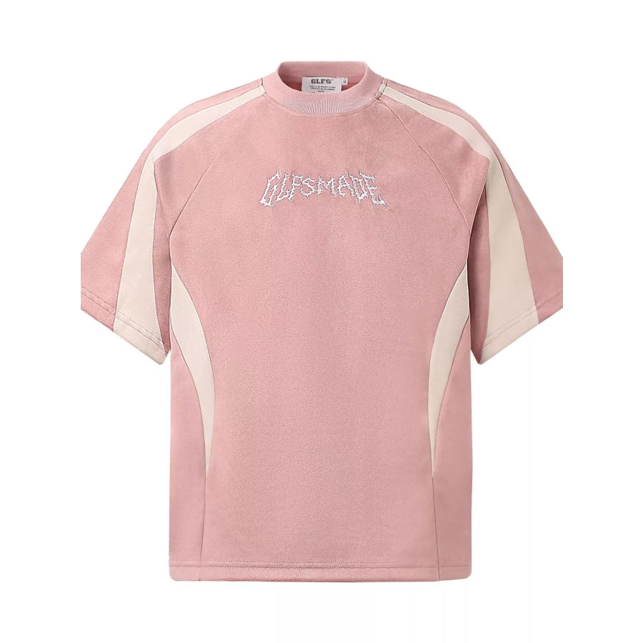Men’s Letter Embroidered Round Neck T-Shirt Pink / M Apparel and Accessories