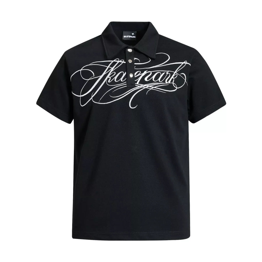Men’s Letter Embroidered Short Sleeve Polo White / S Apparel and Accessories