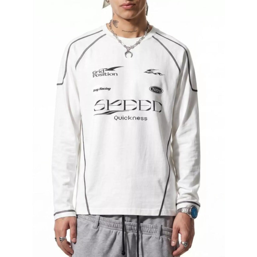 Men’s Letter Graphic Long Sleeve T-Shirt White / M Apparel and Accessories