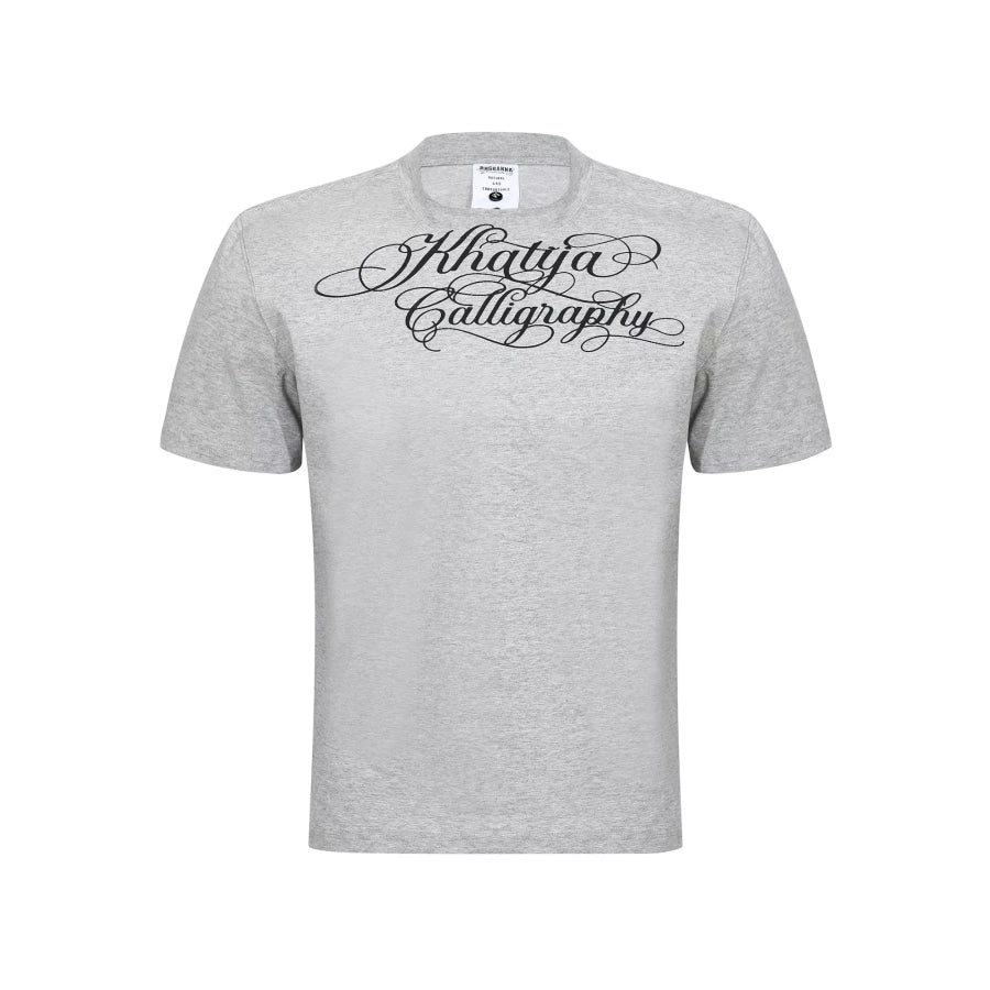Men’s Letter Graphic Round Neck Short Sleeve T-Shirt Flower Gray / M