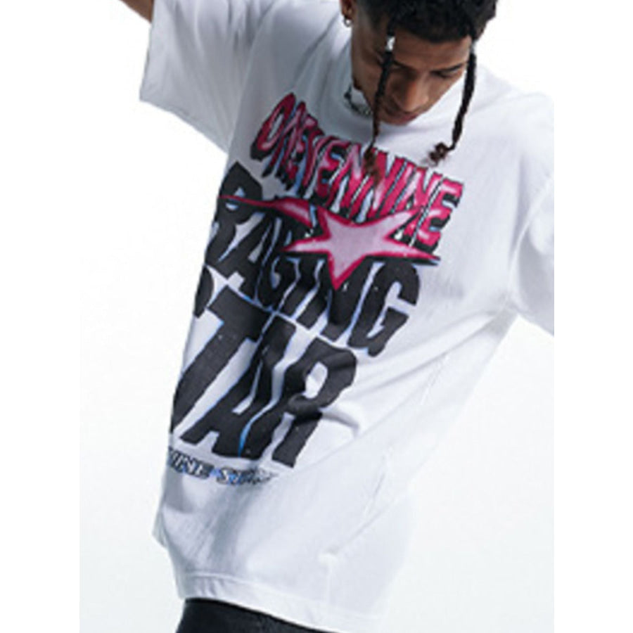 Men’s Letter Graphic Round Neck T-Shirt Apparel and Accessories