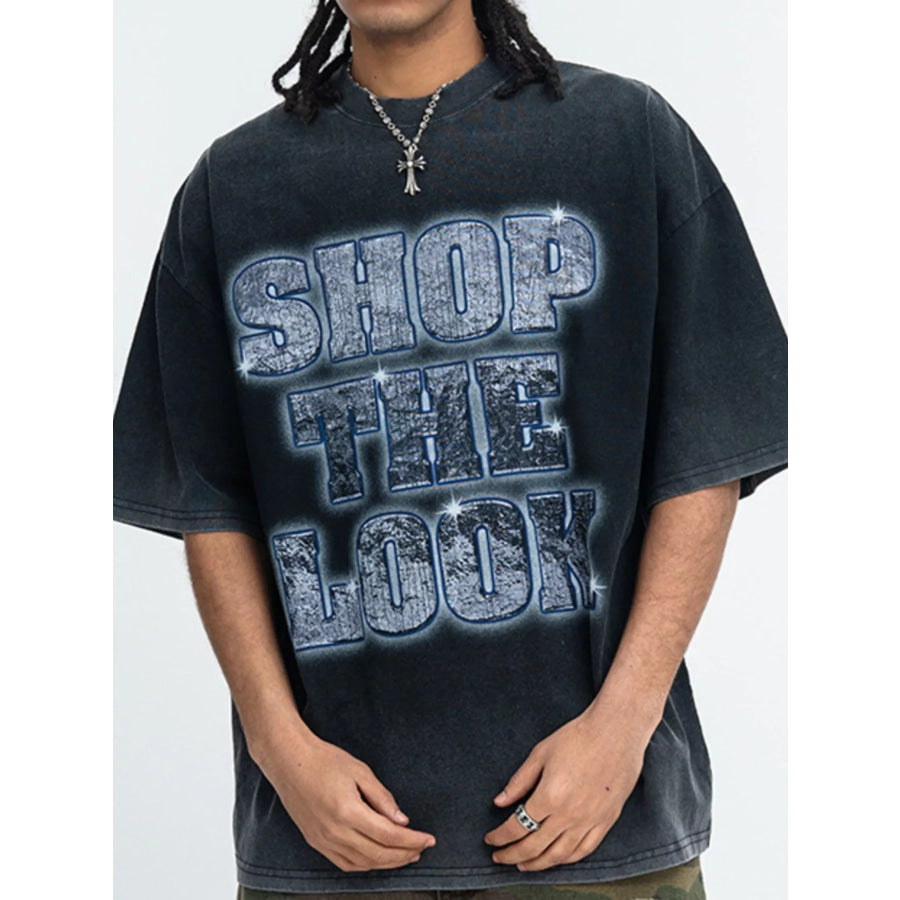 Men’s Letter Graphic Short Sleeve T-Shirt Black / M Apparel and Accessories