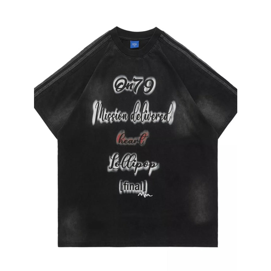 Men’s Letter Round Neck Oversized T-Shirt Apparel and Accessories