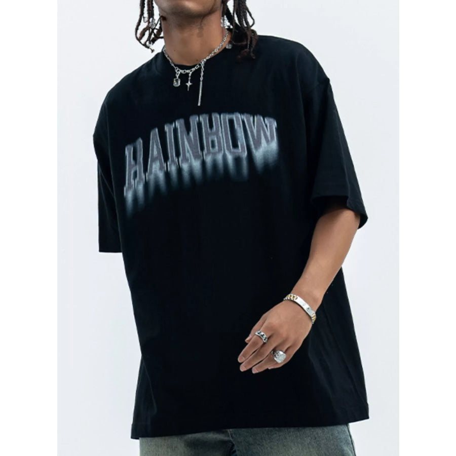Men’s Letter Round Neck Short Sleeve T-Shirt Apparel and Accessories