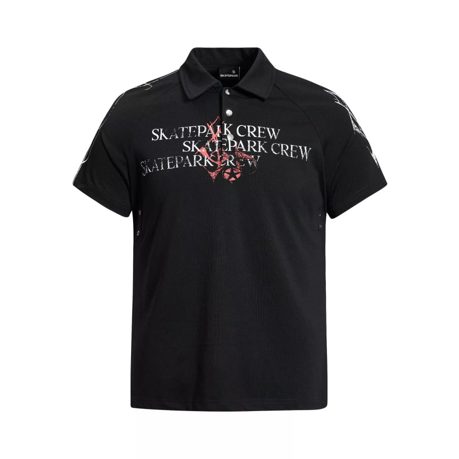 Men’s Letter Short Sleeve Polo Black / S Apparel and Accessories