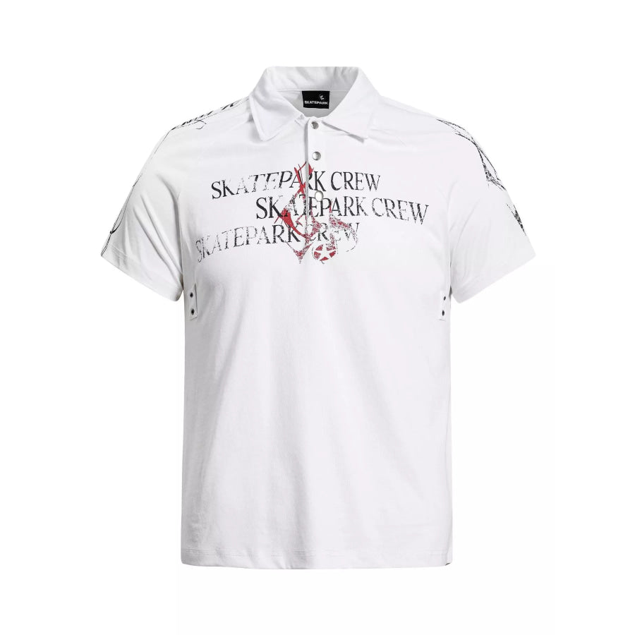 Men’s Letter Short Sleeve Polo White / S Apparel and Accessories