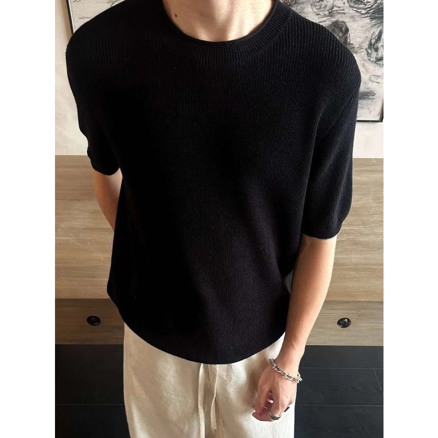 Men’s Lightweight Knit Short Sleeve Knit Top Black / M Apparel and Accessories