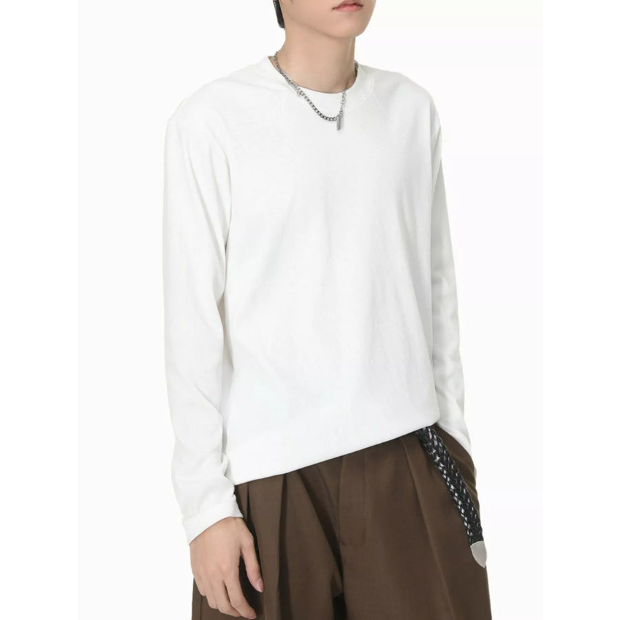 Men’s Long-Sleeve Crew Neck T-Shirt White / S Apparel and Accessories