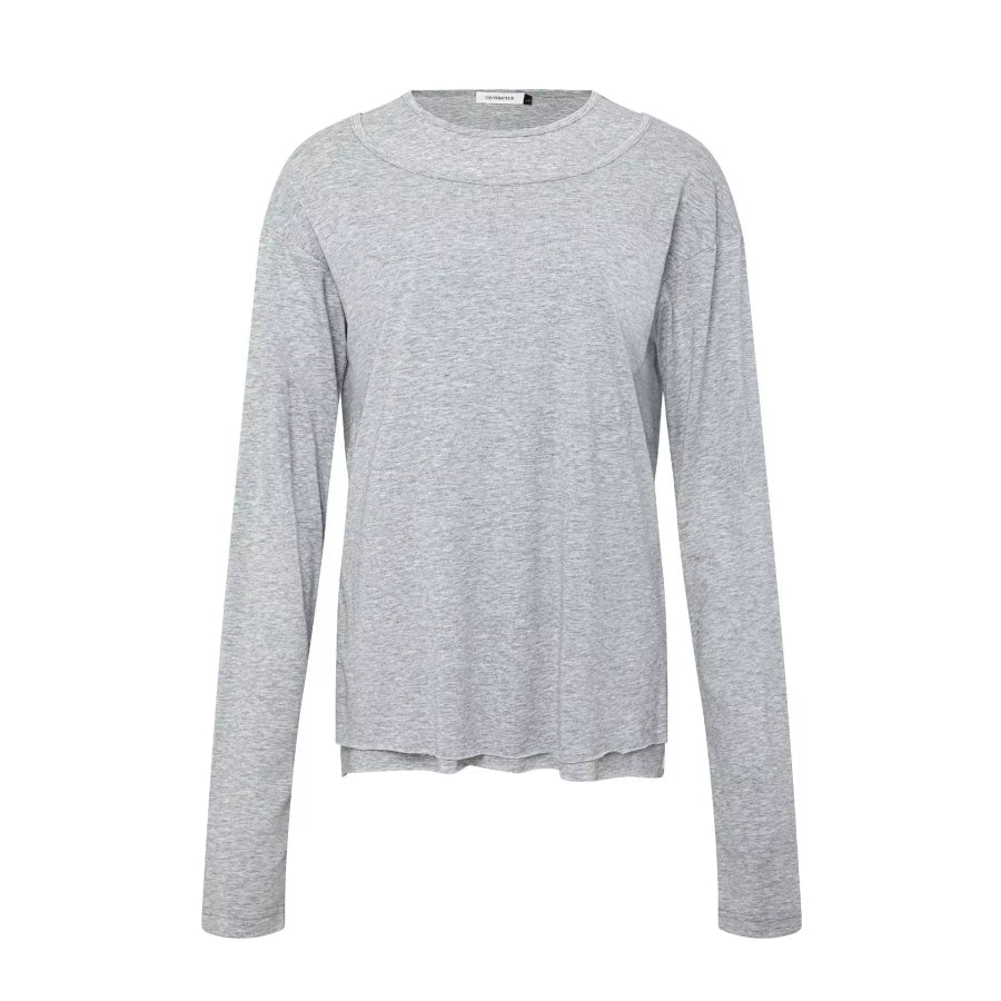 Men’s Long-Sleeve Round Neck T-Shirt Floral Gray / M Apparel and Accessories