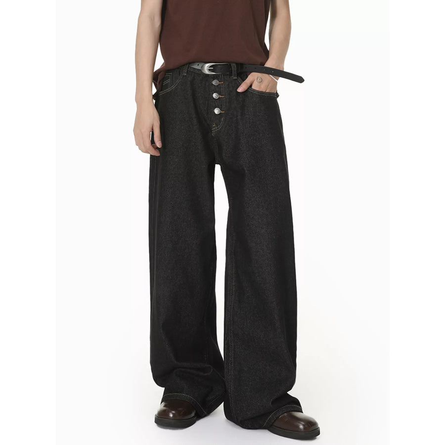 Men’s Loose Fit Button-Fly Jeans Dark / XS
