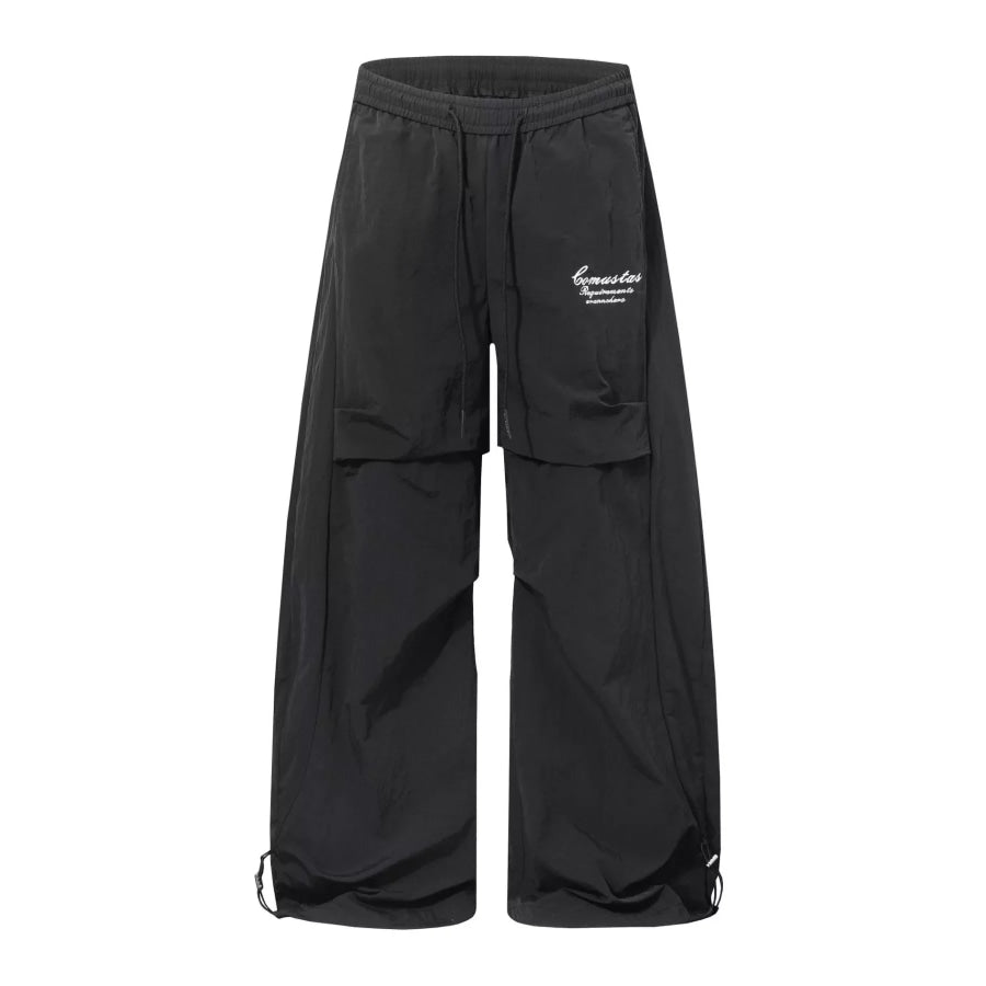 Men’s Loose Fit Cargo Pants with Drawstring Waist and Adjustable Cuffs Black / S Apparel Accessories
