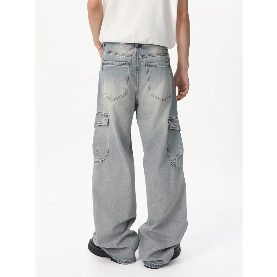 Men’s Loose Fit Wash Cargo Jeans