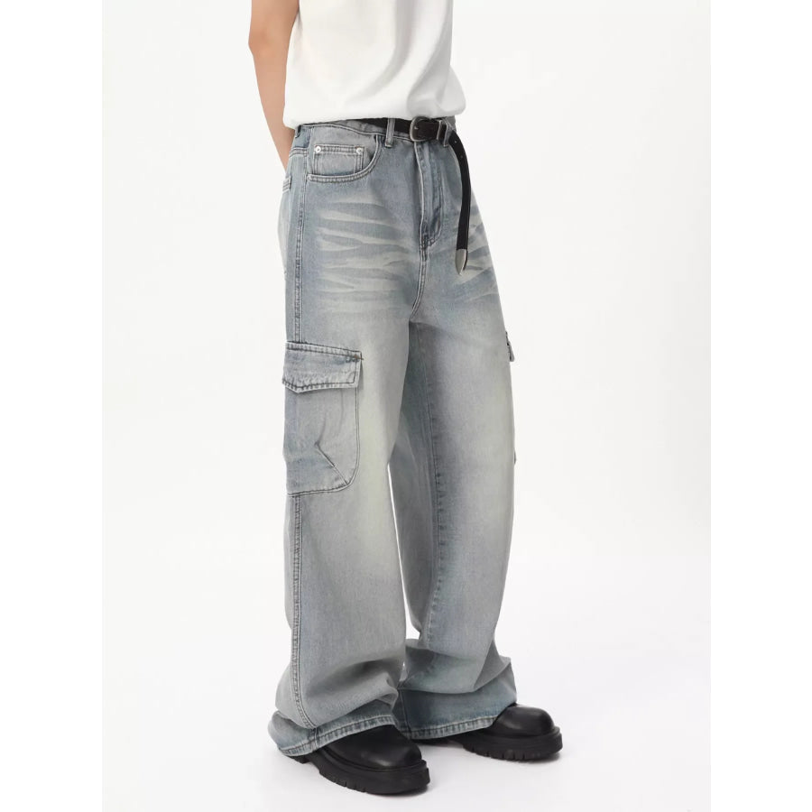Men’s Loose Fit Wash Cargo Jeans