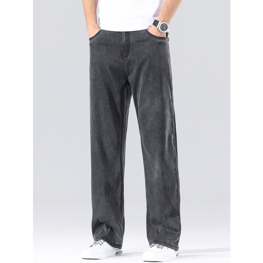 Men’s Loose Fit Washed Jeans Dark Gray / 28 Apparel and Accessories