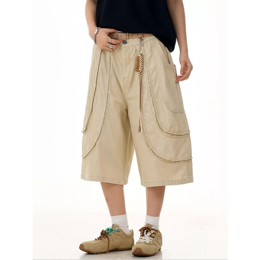Men’s Loose Fit Wide Leg Cargo Capris Apparel and Accessories