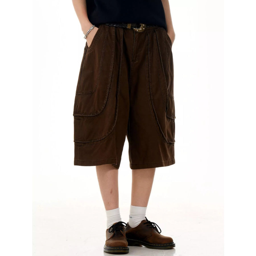 Men’s Loose Fit Wide Leg Cargo Capris Apparel and Accessories