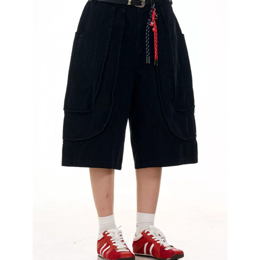 Men’s Loose Fit Wide Leg Cargo Capris Black / S Apparel and Accessories