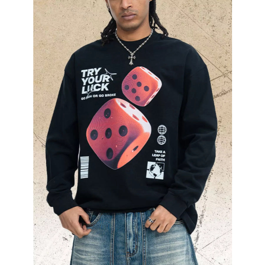 Men’s Lucky Dice Graphic Long Sleeve T-Shirt Apparel and Accessories