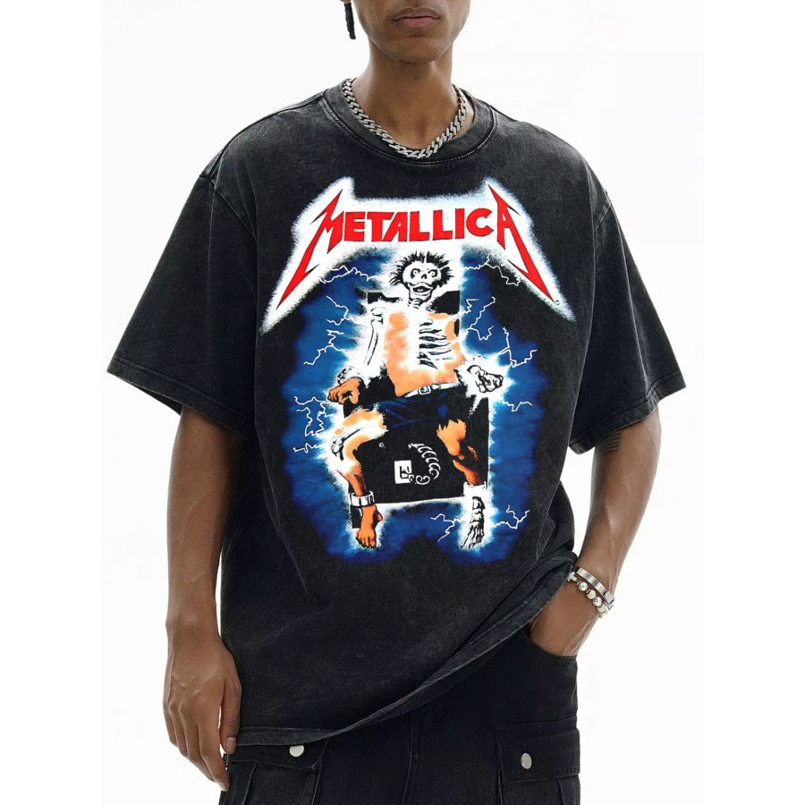 Men’s Metallica Graphic Oversized T-Shirt Dark Gray / S Apparel and Accessories