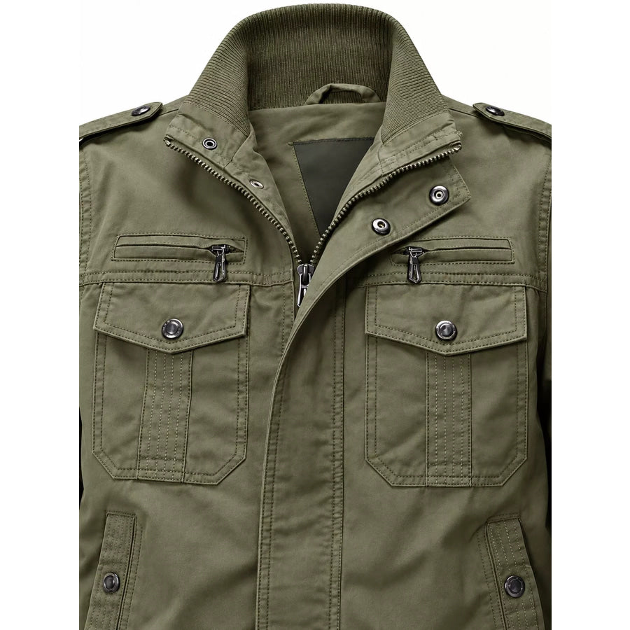 Men’s Military Style Tactical Bomber Jacket with Multi-Pocket Utility Design Apparel and Accessories
