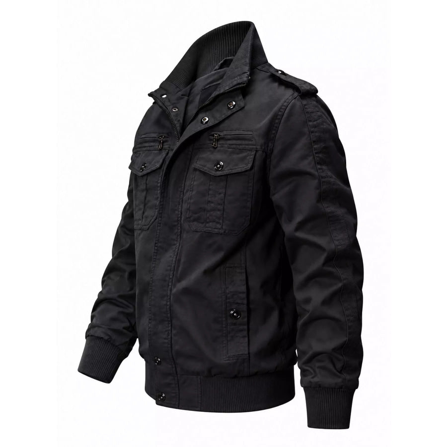 Men’s Military Style Tactical Bomber Jacket with Multi-Pocket Utility Design Apparel and Accessories