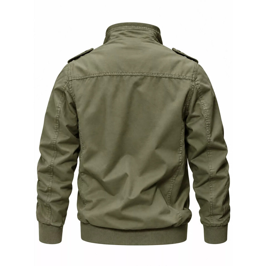 Men’s Military Style Tactical Bomber Jacket with Multi-Pocket Utility Design Apparel and Accessories