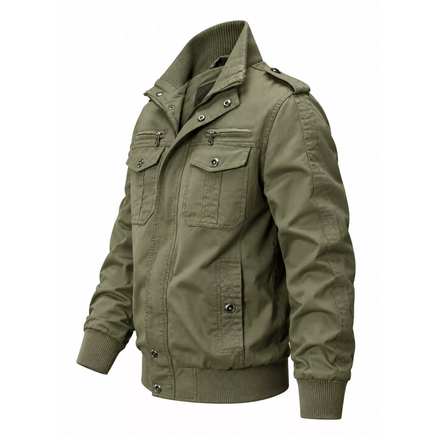 Men’s Military Style Tactical Bomber Jacket with Multi-Pocket Utility Design Apparel and Accessories