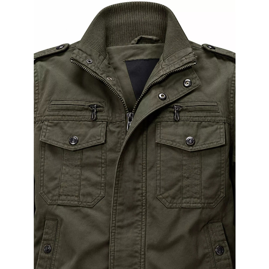 Men’s Military Style Tactical Bomber Jacket with Multi-Pocket Utility Design Apparel and Accessories
