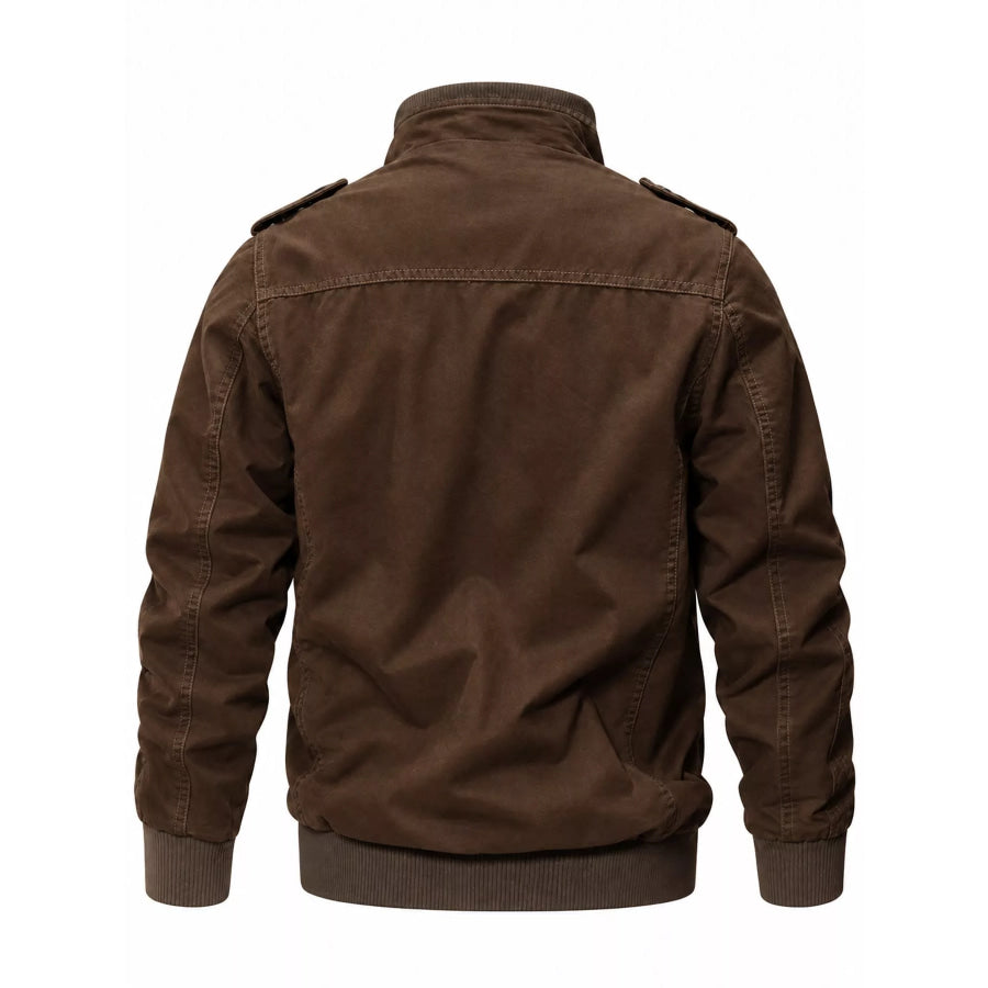 Men’s Military Style Tactical Bomber Jacket with Multi-Pocket Utility Design Apparel and Accessories